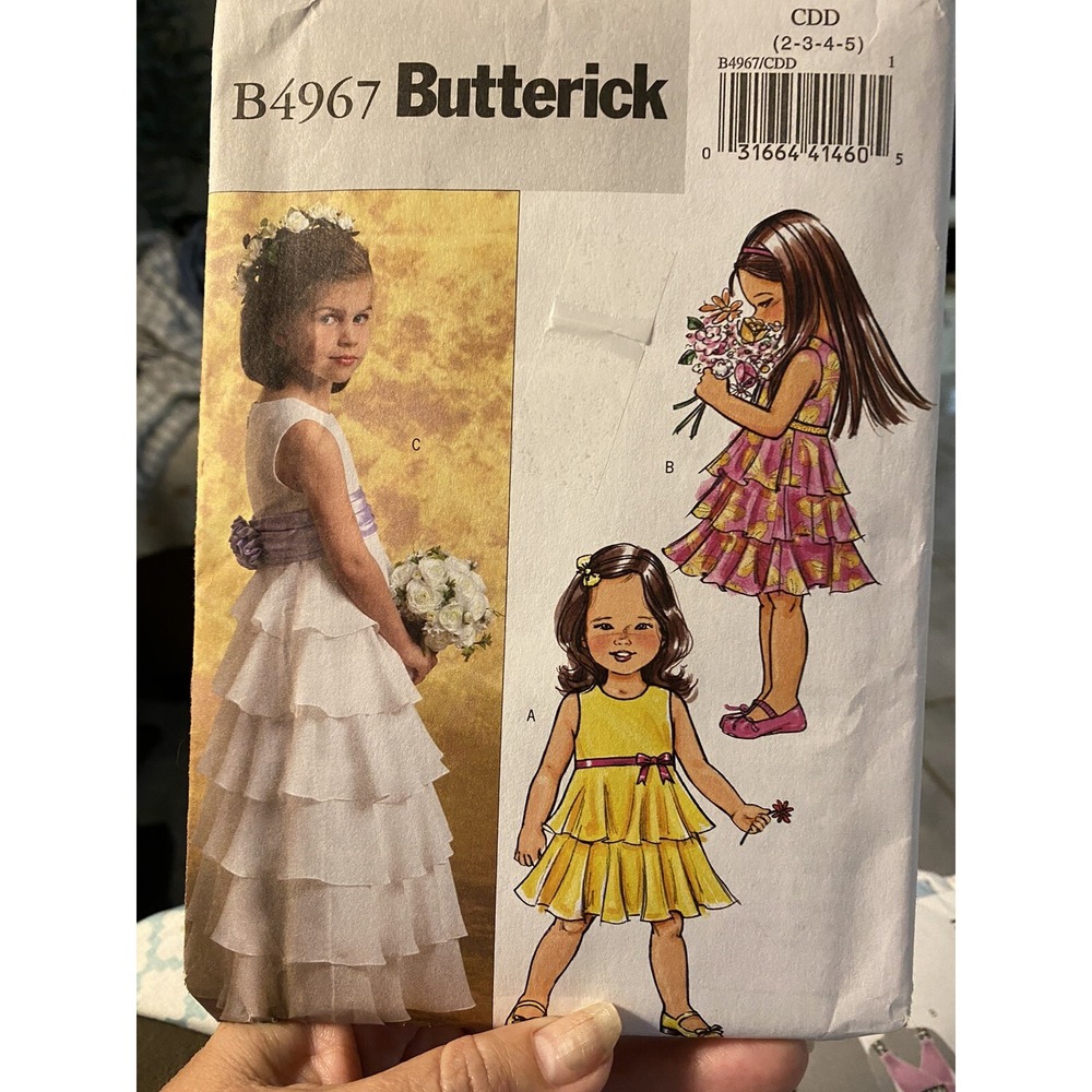 Butterick 4967 Girls Tiered Dress Sewing Pattern Size 2-5 Uncut 2007 Flower Girl